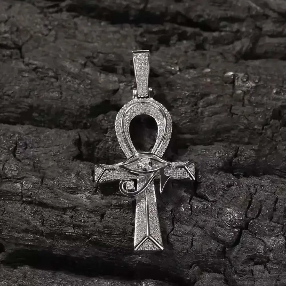 Silver Ankh Cross Pendant With 4 B 47